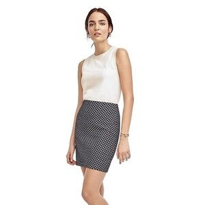 Ann Taylor Womens Navy Blue Deco Jacquard Shift Skirt Small